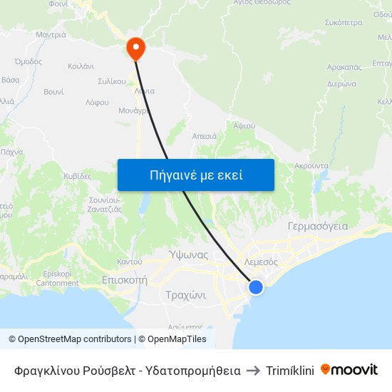 Φραγκλίνου Ρούσβελτ - Υδατοπρομήθεια to Trimíklini map