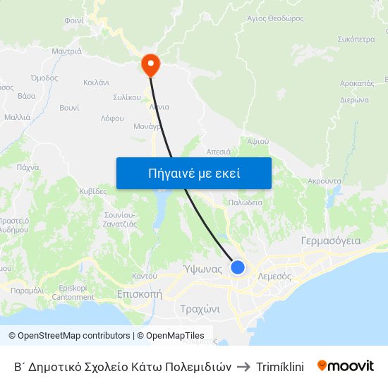 Β´ Δημοτικό Σχολείο Κάτω Πολεμιδιών to Trimíklini map