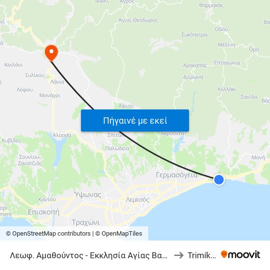 Λεωφ. Αμαθούντος - Εκκλησία Αγίας Βαρβάρας to Trimíklini map