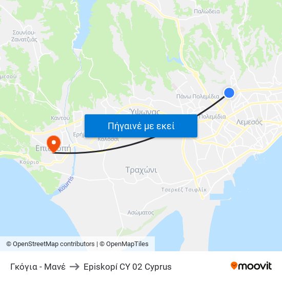 Γκόγια - Μανέ to Episkopí CY 02 Cyprus map