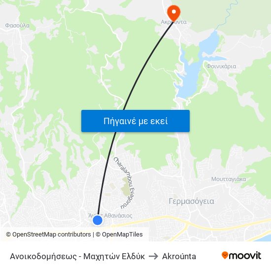 Ανοικοδομήσεως - Μαχητών Ελδύκ to Akroúnta map