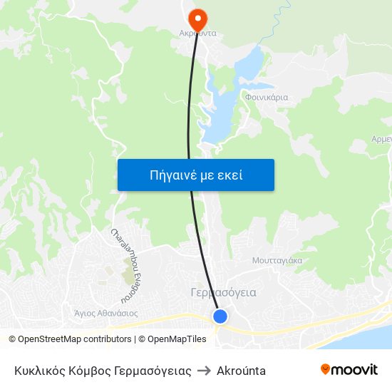 Κυκλικός Κόμβος Γερμασόγειας to Akroúnta map