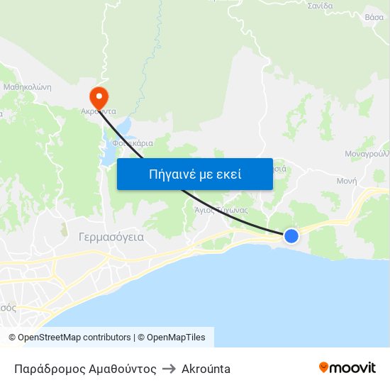 Παράδρομος Αμαθούντος to Akroúnta map