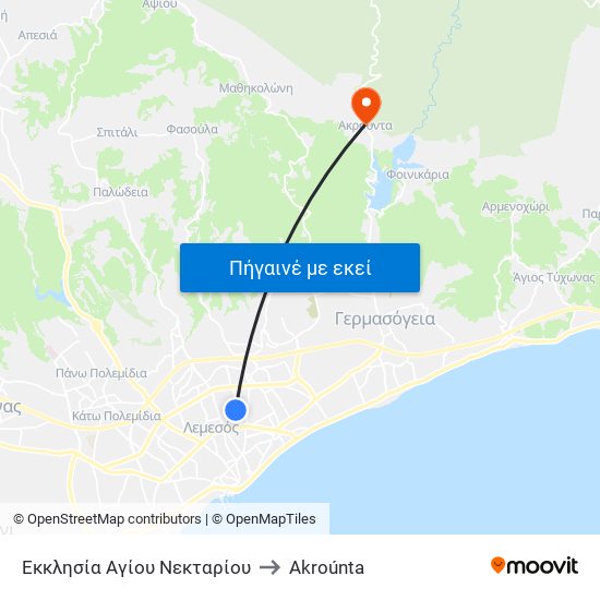 Εκκλησία Αγίου Νεκταρίου to Akroúnta map