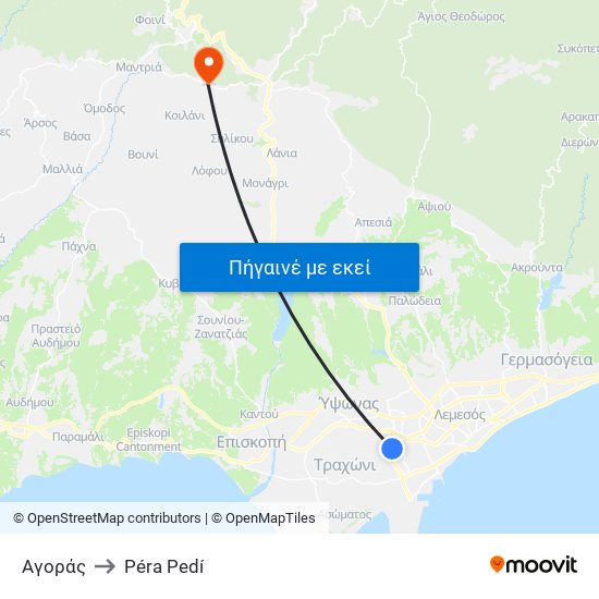 Αγοράς to Péra Pedí map