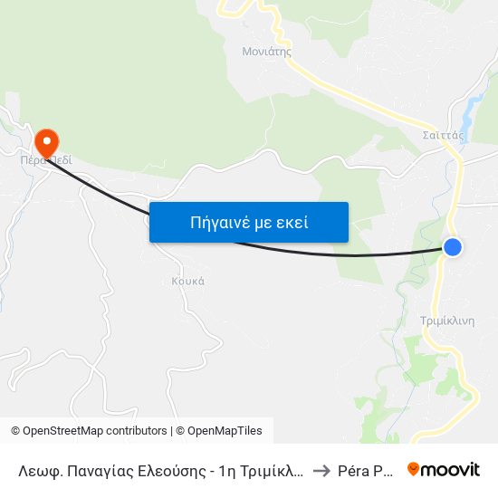 Λεωφ. Παναγίας Ελεούσης - 1η Τριμίκλινης to Péra Pedí map