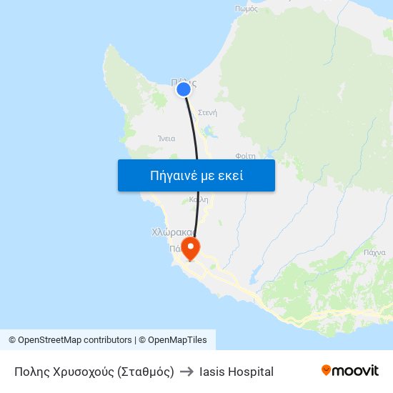 Πολης Χρυσοχούς (Σταθμός) to Iasis Hospital map