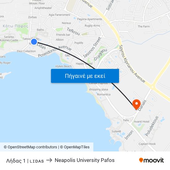 Λήδας 1 | ʟɪᴅᴀs to Neapolis University Pafos map