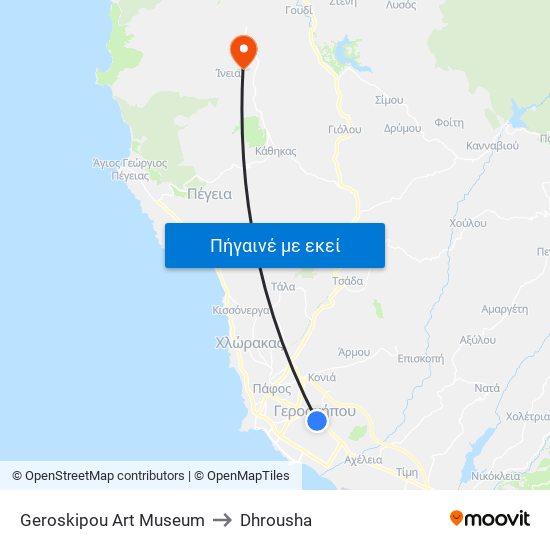 Geroskipou Art Museum to Dhrousha map