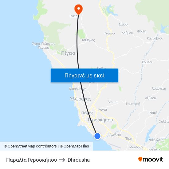 Παραλία Γεροσκήπου to Dhrousha map