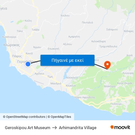 Geroskipou Art Museum to Arhimandrita Village map