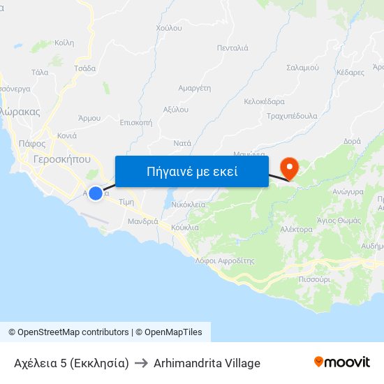 Αχέλεια 5 (Εκκλησία) to Arhimandrita Village map