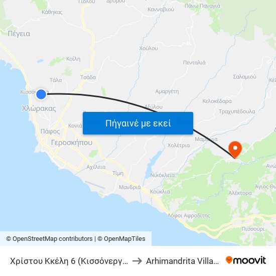 Χρίστου Κκέλη 6 (Κισσόνεργα) to Arhimandrita Village map