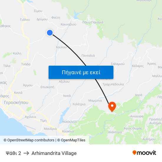 Ψάθι 2 to Arhimandrita Village map