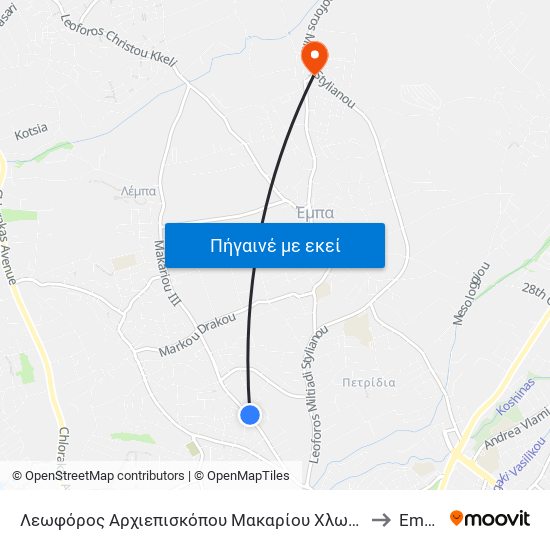 Λεωφόρος Αρχιεπισκόπου Μακαρίου Χλωρ. 6 to Emba map