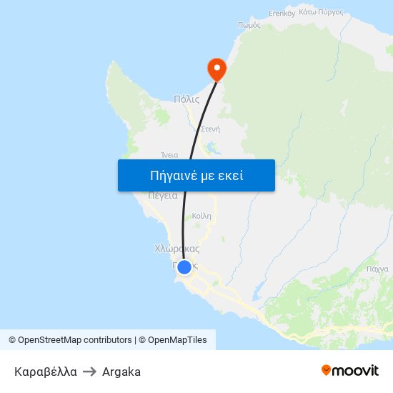 Καραβέλλα to Argaka map