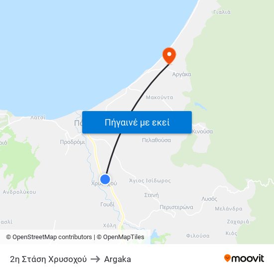 2η Στάση Χρυσοχού to Argaka map