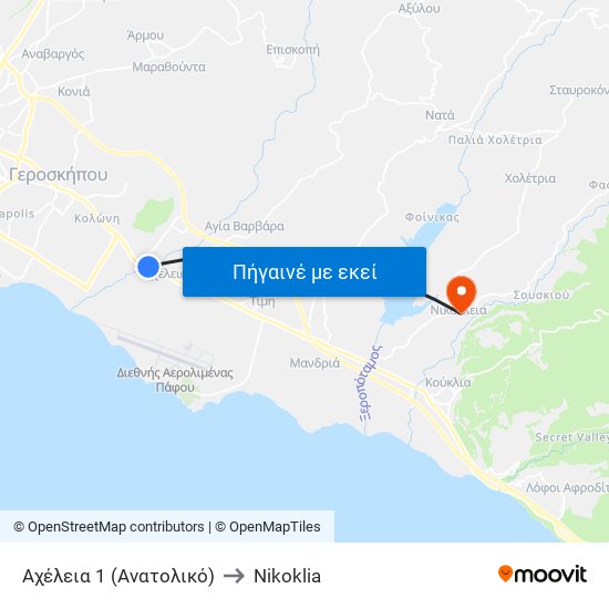 Αχέλεια 1 (Ανατολικό) to Nikoklia map