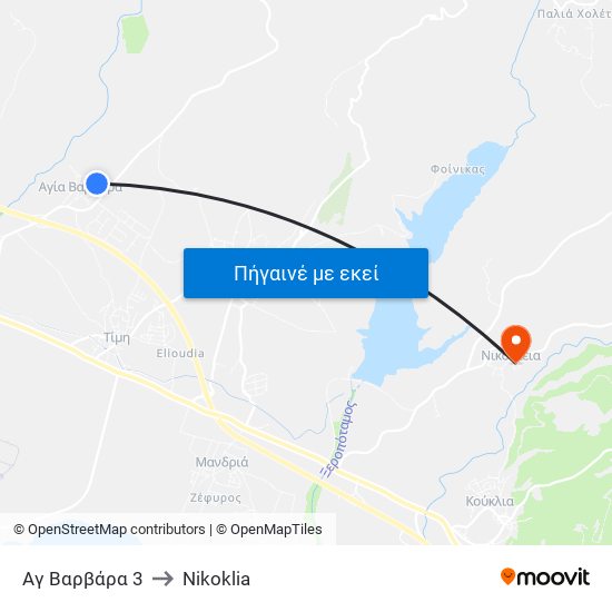Αγ Βαρβάρα 3 to Nikoklia map