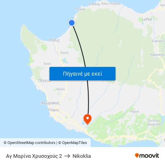 Αγ Μαρίνα Χρυσοχούς 2 to Nikoklia map