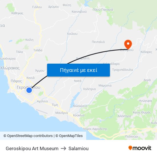Geroskipou Art Museum to Salamiou map