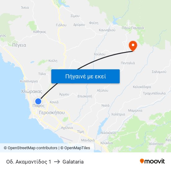 Οδ. Ακαμαντίδος 1 to Galataria map