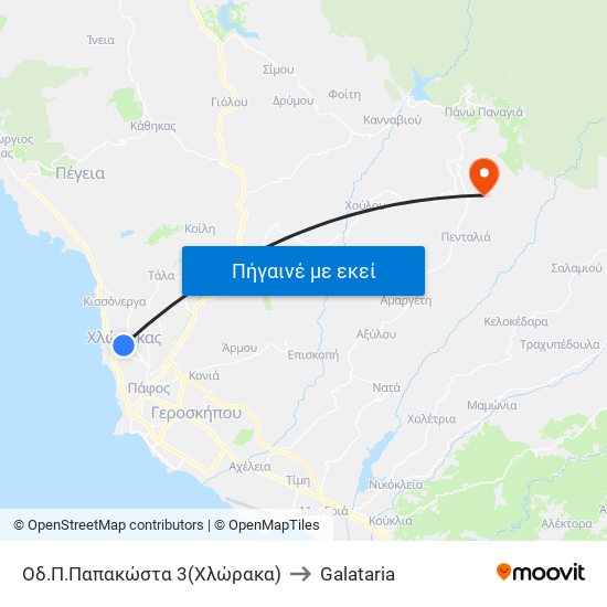 Οδ.Π.Παπακώστα 3(Χλώρακα) to Galataria map