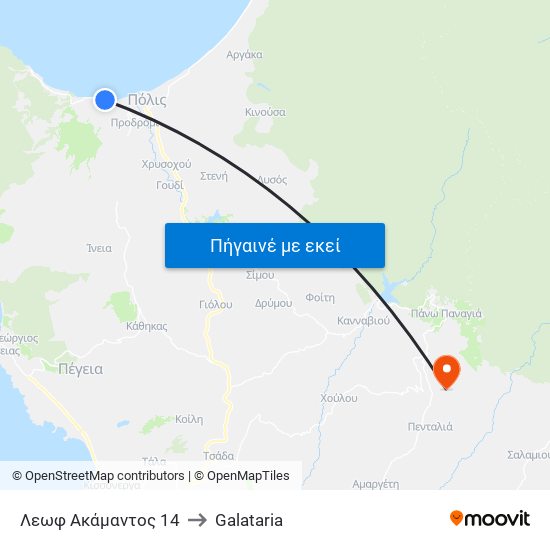 Λεωφ Ακάμαντος 14 to Galataria map
