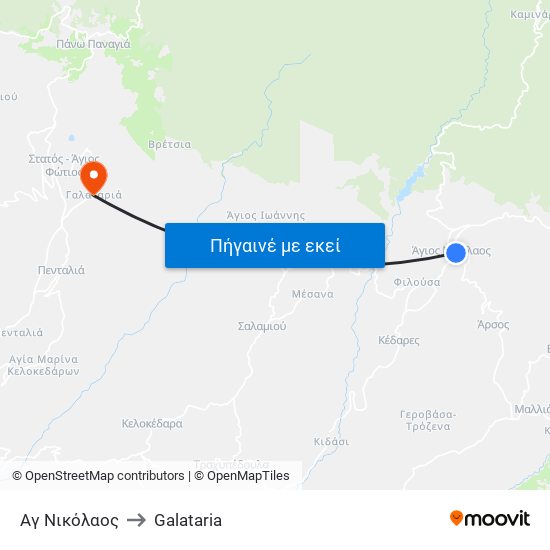 Αγ Νικόλαος to Galataria map