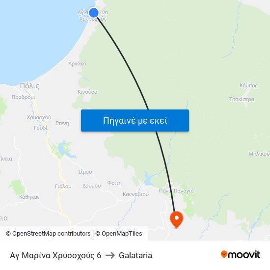 Αγ Μαρίνα Χρυσοχούς 6 to Galataria map