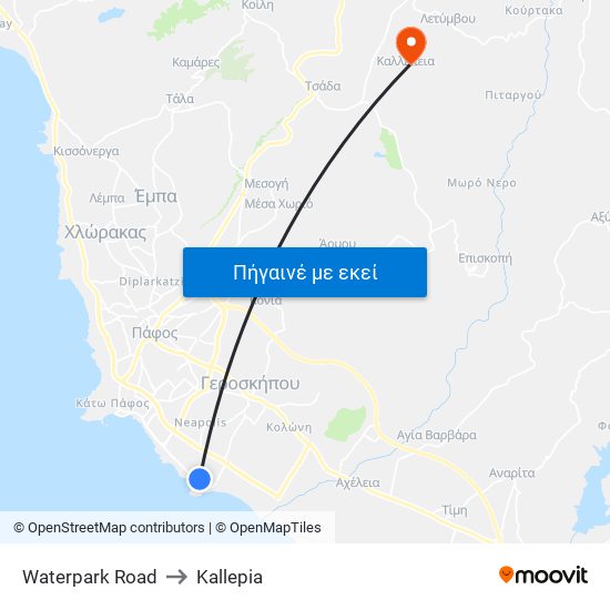Waterpark Road to Kallepia map