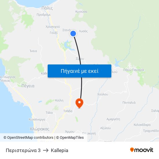 Περιστερώνα 3 to Kallepia map