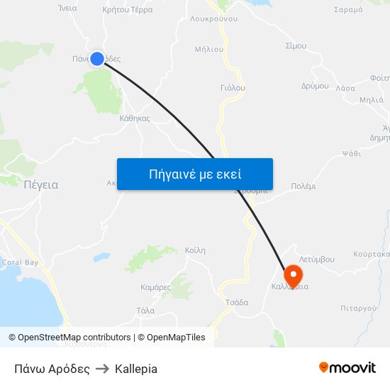 Πάνω Αρόδες to Kallepia map
