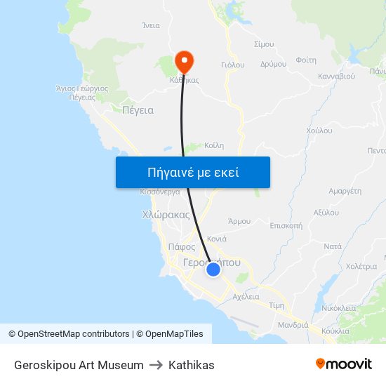 Geroskipou Art Museum to Kathikas map