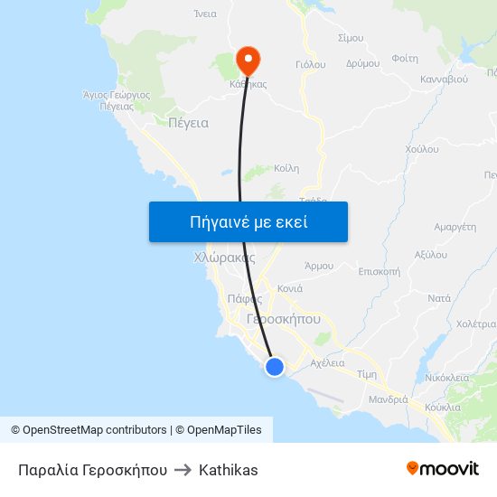 Παραλία Γεροσκήπου to Kathikas map