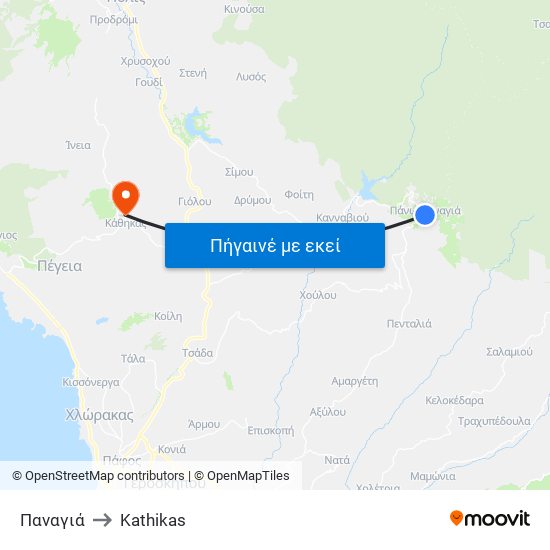 Παναγιά to Kathikas map