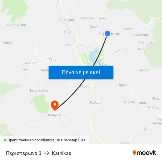 Περιστερώνα 3 to Kathikas map