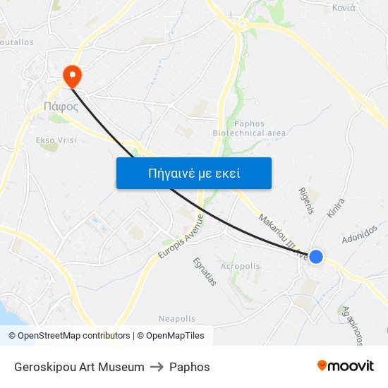 Geroskipou Art Museum to Paphos map