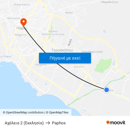 Αχέλεια 2 (Εκκλησία) to Paphos map