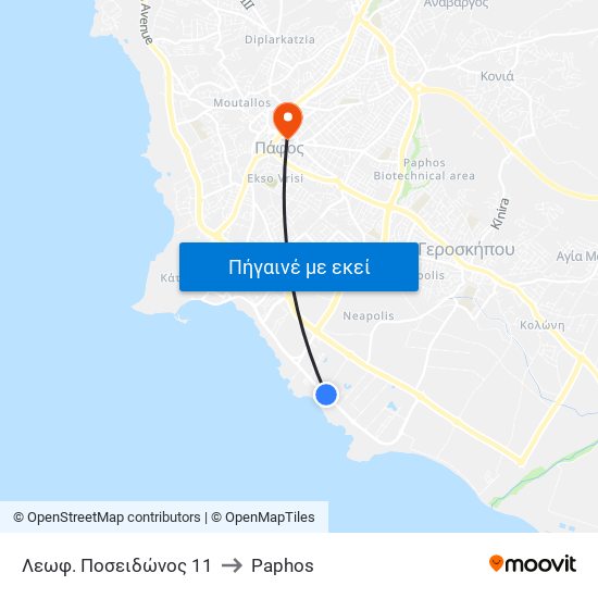 Λεωφ. Ποσειδώνος 11 to Paphos map