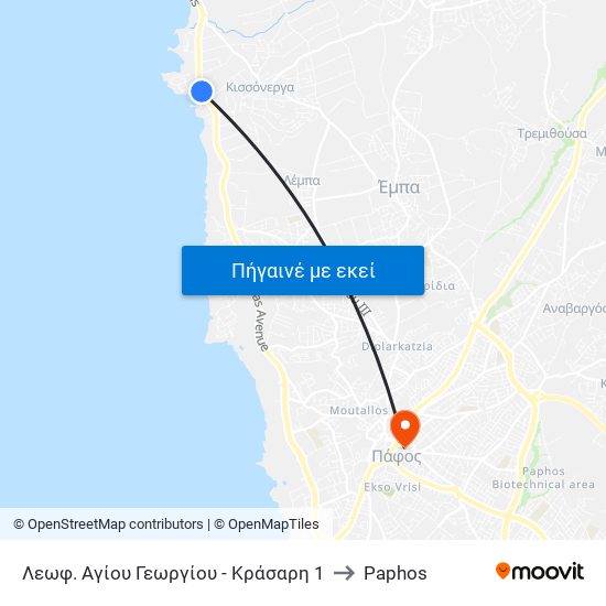 Λεωφ. Αγίου Γεωργίου - Κράσαρη 1 to Paphos map