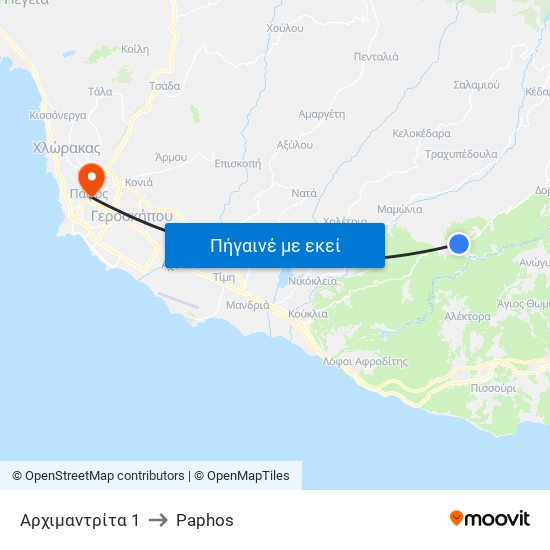 Αρχιμαντρίτα 1 to Paphos map