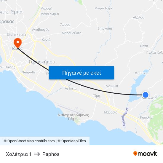 Χολέτρια 1 to Paphos map