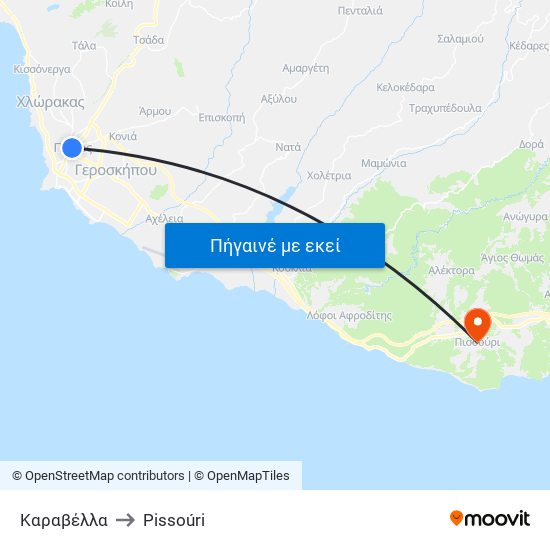 Καραβέλλα to Pissoúri map