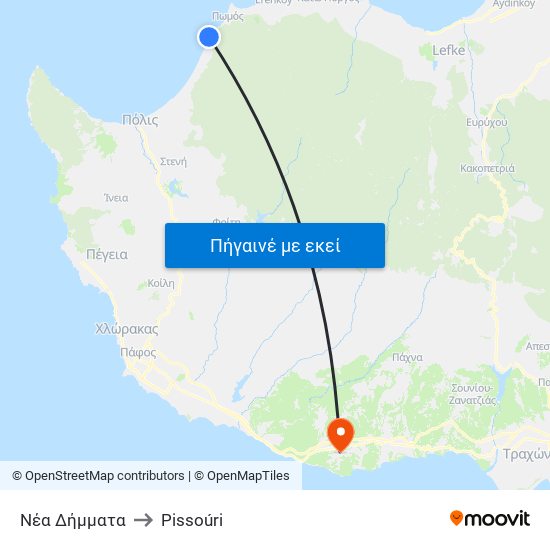 Νέα Δήμματα to Pissoúri map