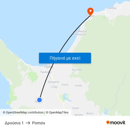 Δρούσια 1 to Pomós map