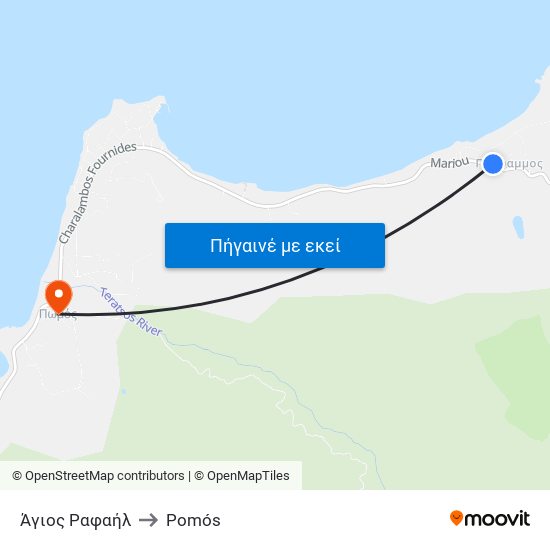 Άγιος Ραφαήλ to Pomós map