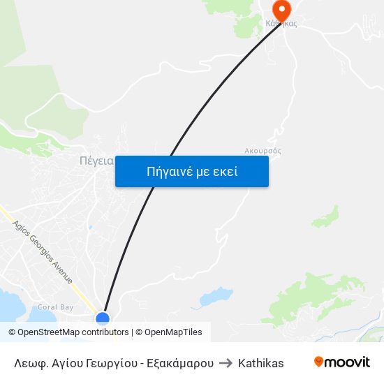 Λεωφ. Αγίου Γεωργίου - Εξακάμαρου to Kathikas map