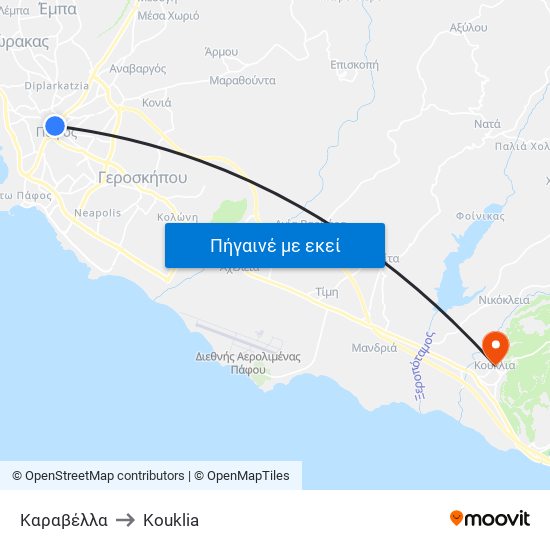 Καραβέλλα to Kouklia map