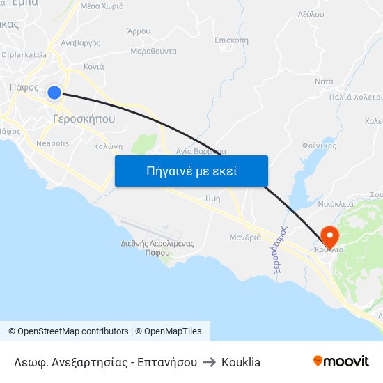 Λεωφ. Ανεξαρτησίας - Επτανήσου to Kouklia map